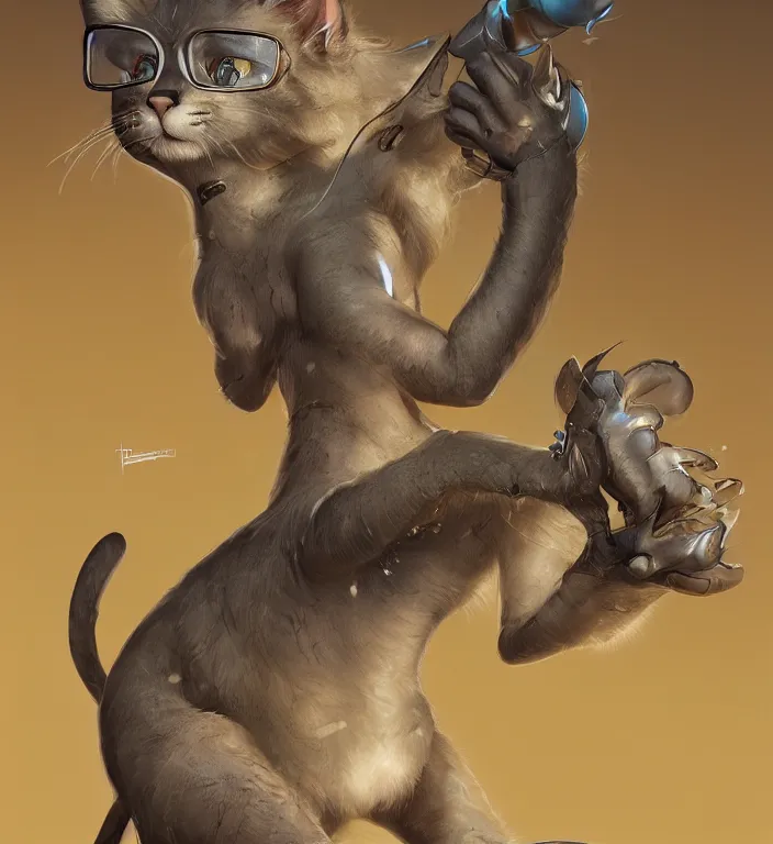 Image similar to anthropomorphic female cat, character art, illustration, digital art painting, trending on artstation by moebius and tyler edlin and hr giger