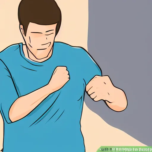 Image similar to a wikihow illustration of a man punching himself