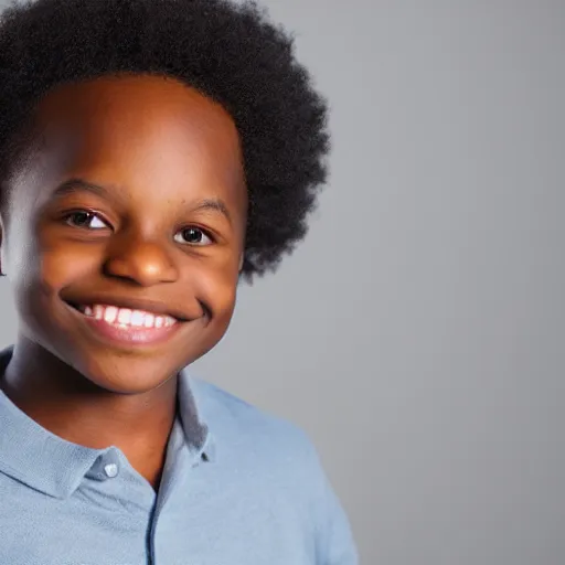 Image similar to photo of a black boy smiling, studio portrait