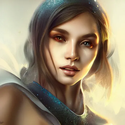 Prompt: beautiful futuristic young woman, diffuse lighting, fantasy, intricate, highly detailed, lifelike, photorealistic, digital painting, artstation, illustration, concept art, smooth, sharp focus