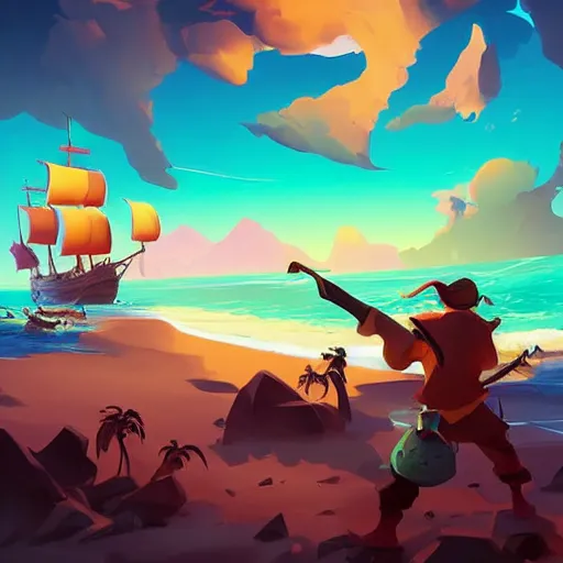 Image similar to painting treasure on sea of thieves game smooth median photoshop filter cutout vector, behance hd by jesper ejsing, by rhads, makoto shinkai and lois van baarle, ilya kuvshinov, rossdraws global illumination