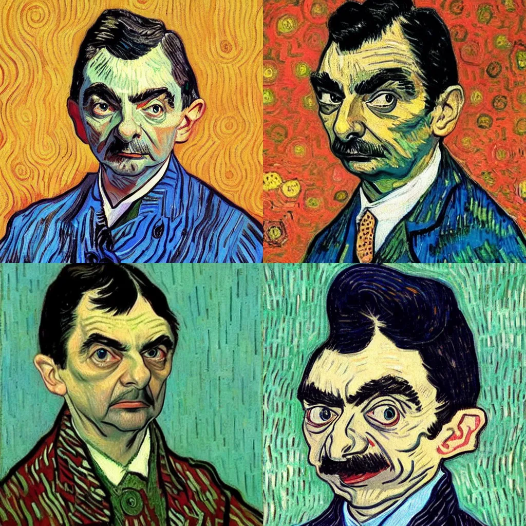 Prompt: Mr Bean by Vincent van Gogh