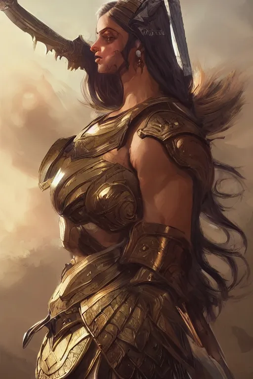 Image similar to amazon valkyrie athena, d & d, fantasy, portrait, highly detailed, headshot, digital painting, trending on artstation, concept art, sharp focus, illustration, art by artgerm and greg rutkowski and magali villeneuve