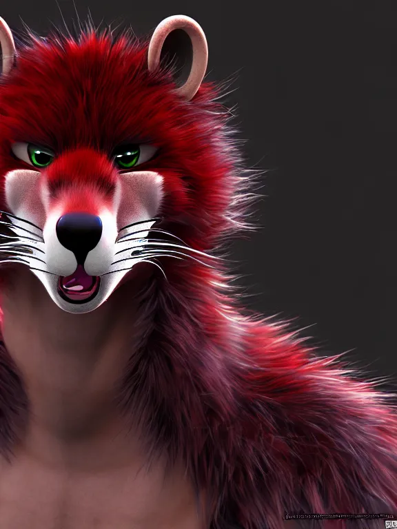 Image similar to furry - male - red - black - weasel - chaos theorist - fursona uhd ue 5 visual novel pc game expressions, photorealistic