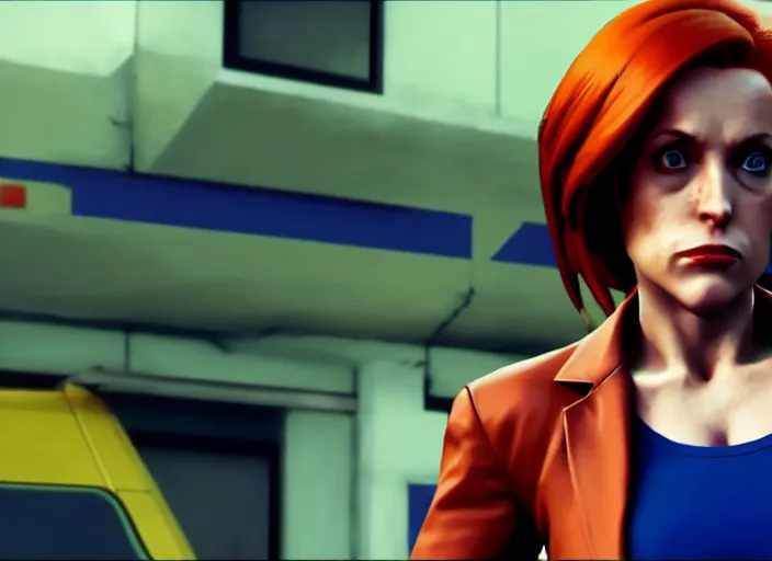 Image similar to dana scully's special move in street fighter v ( 2 0 1 7 ), dynamic pose, official media, ps 4 in - game cinematic, 5 k