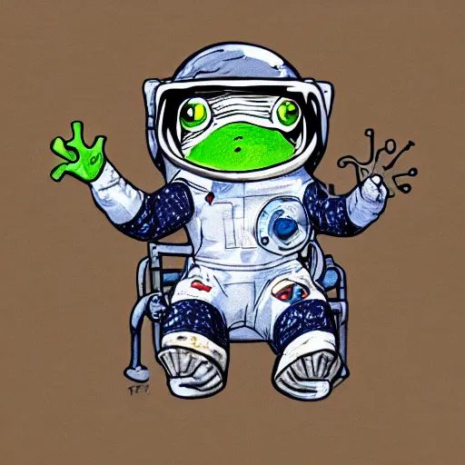 Prompt: frog astronaut in a spacesuit