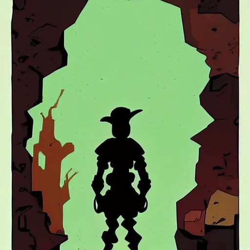 Prompt: a young man stands alone in a cavern, beautiful art by mike mignola