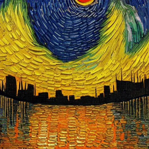 Prompt: Manhattanhenge van Gogh style