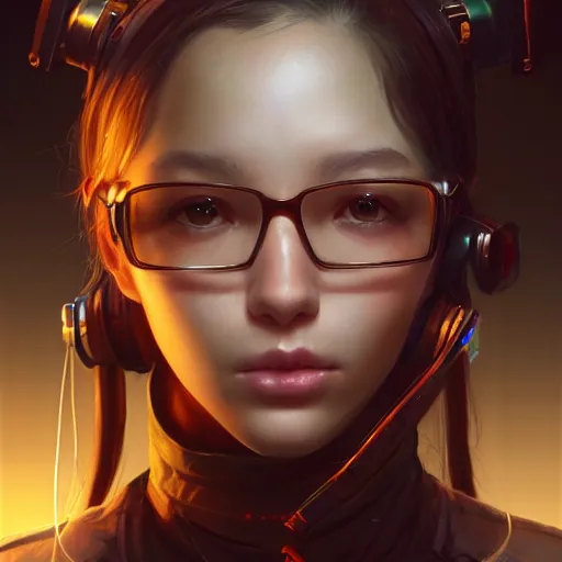 Prompt: A portrait of a cybernetic gamer girl. , trending on artstation, digital art, by Stanley Artgerm Lau, WLOP, Rossdraws, James Jean, Andrei Riabovitchev, Marc Simonetti, Yoshitaka Amano