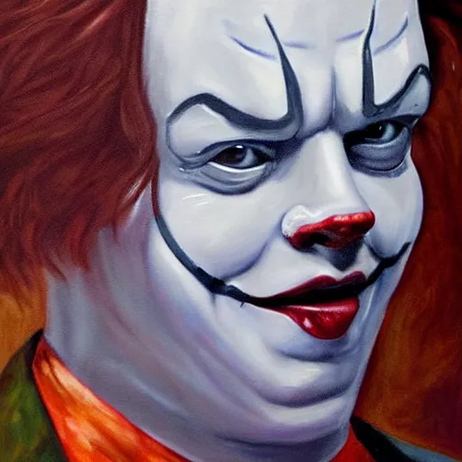 Image similar to a painting of leonardo dicaprio as pennywise