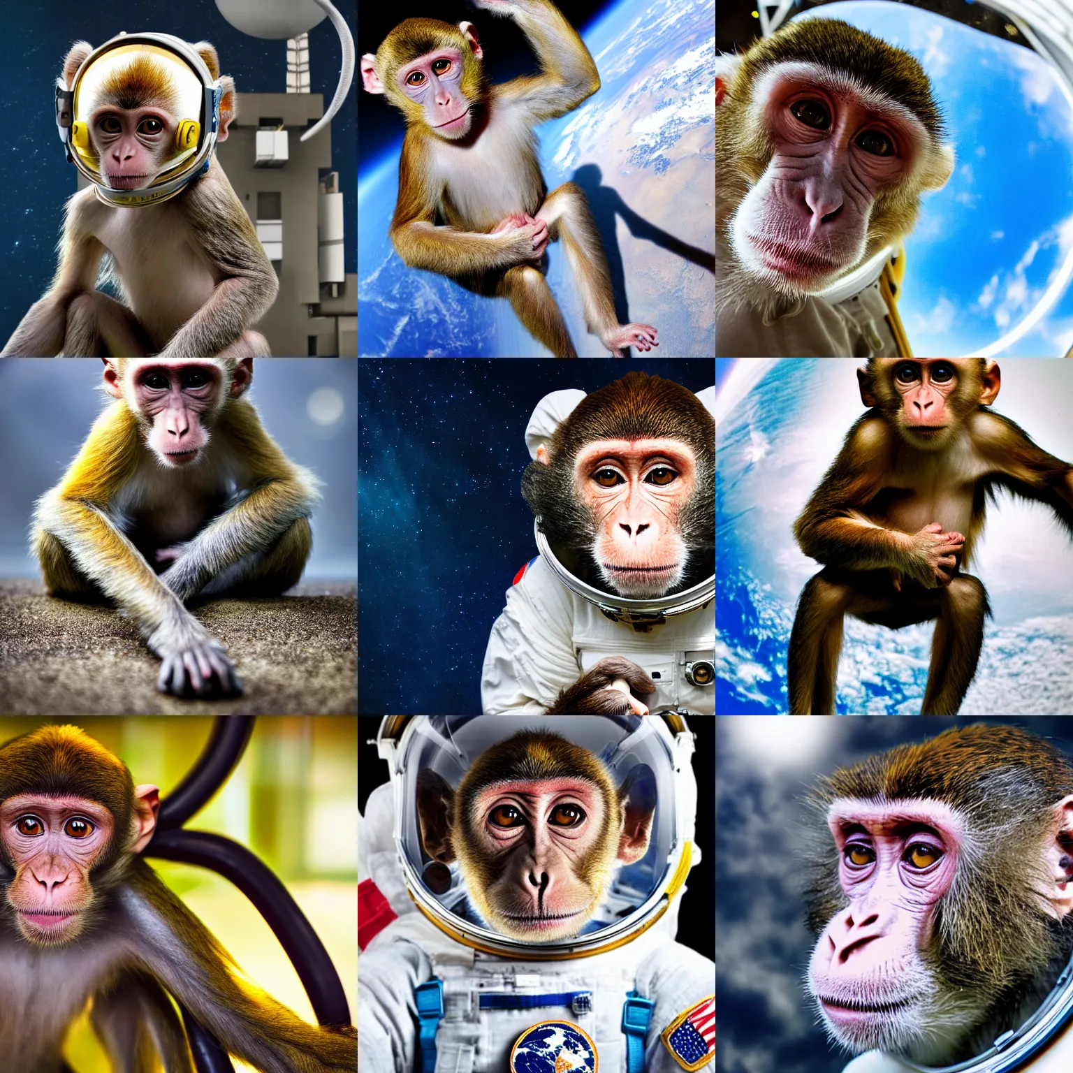 Image similar to high quality photo of a monkey astronaut