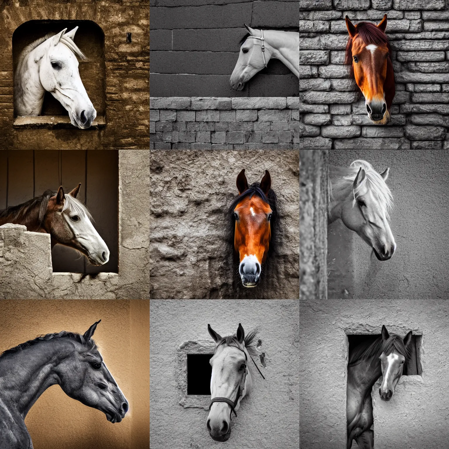 Prompt: horse half buried in the wall, shutterstock contest winner, ultrafine detail, uhd image