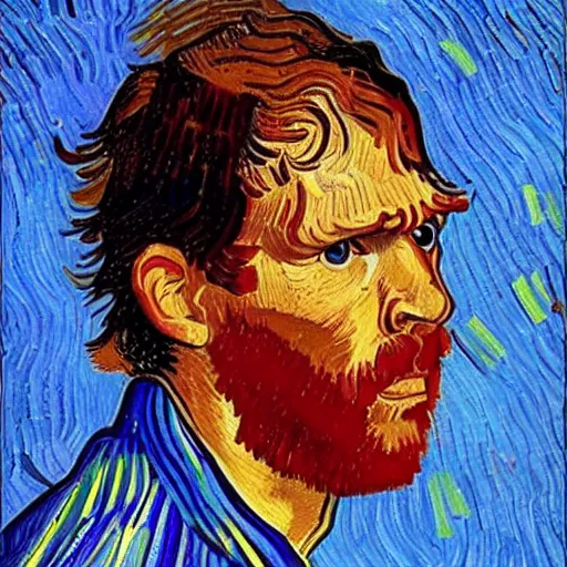 Prompt: a portrait of rafael nadal van gogh style