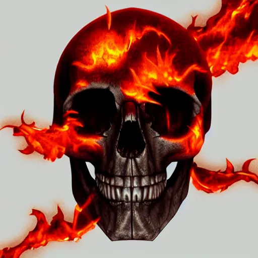 Prompt: a skull on fire, 3 d, highly detailed, digital art, artstation, concept art, trending