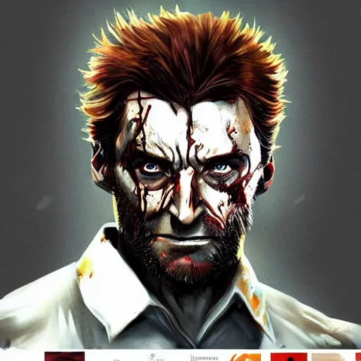 Image similar to Hugh Jackman as a Zombie Wolverine, artstation