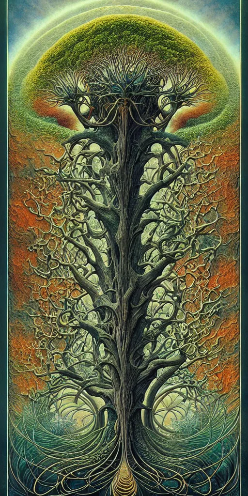 Image similar to tree of life by roger dean and andrew ferez, art forms of nature by ernst haeckel, divine chaos engine, symbolist, visionary, art nouveau, botanical fractal structures, organic, detailed, realistic, surreality