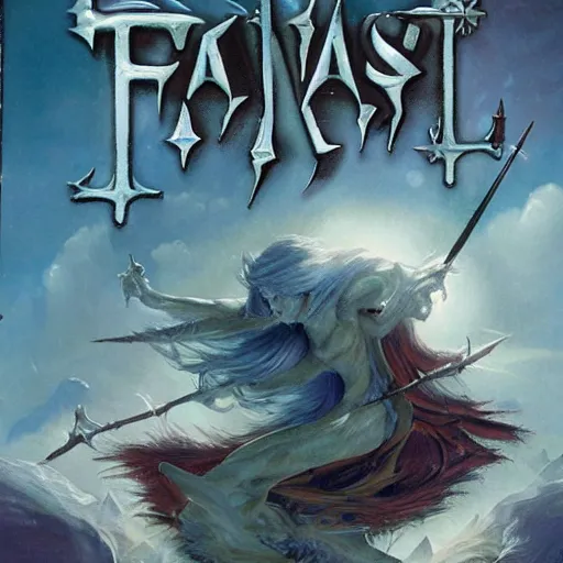 Prompt: Fantasy art book cover by frank freazetta