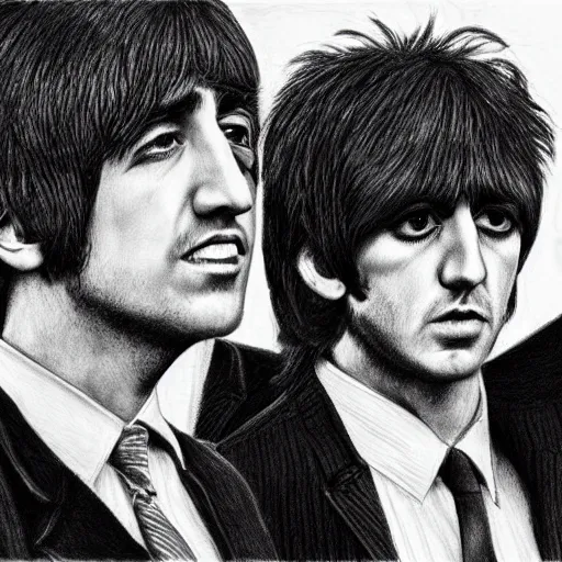 Prompt: hyperrealistic pencil sketch of the beatles as punk rockers, W 1024 H 1024