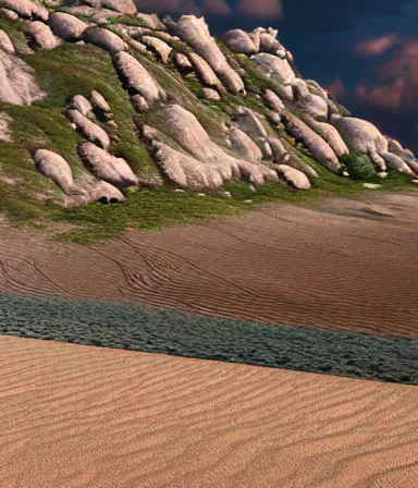 Image similar to panoramic landscape of the sandman in his reign with a fluttering cape renderized by unreal engine 5