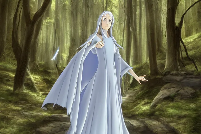 Image similar to tonemapped galadriel by hayao miyazaki, highly detailed,