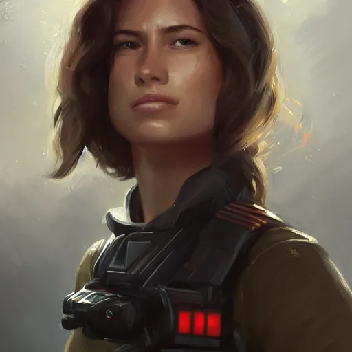 Image similar to portrait of a young woman by greg rutkowski, jaina solo, wearing the tactical gear of the galactic alliance, star wars expanded universe, she is about 1 6 years old, highly detailed portrait, digital painting, artstation, concept art, smooth, sharp foccus ilustration, artstation hq