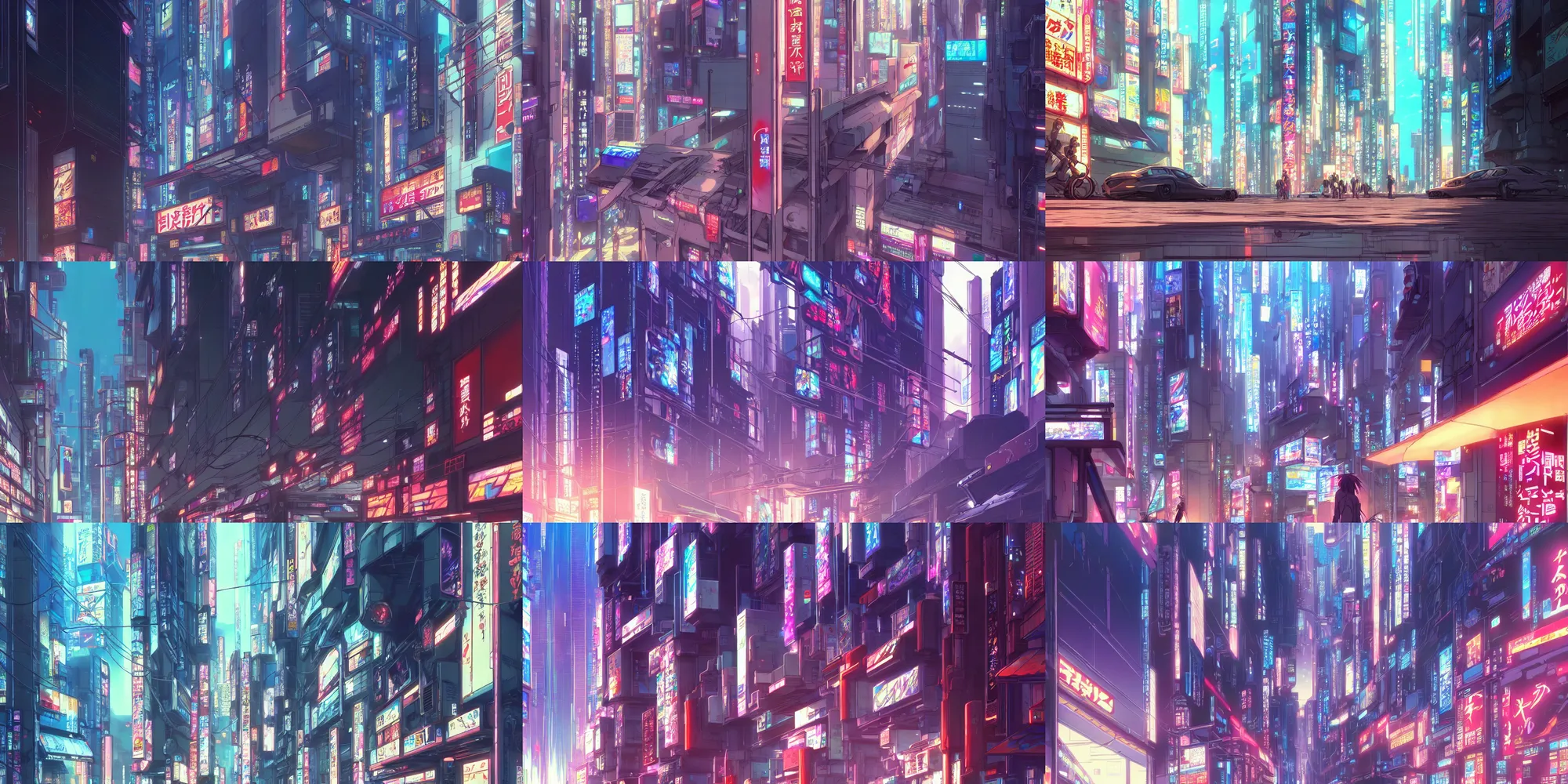 Prompt: a high definition close close close up screenshot from the cyberpunk anime anime anime film ; a shopfront facade with ( ( ( advertisements ) ) ), digital painting by ( makoto shinkai ), moebius moebius, surrealism, trending on artstation