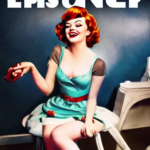 Image similar to Emma Stone as a pinup girl