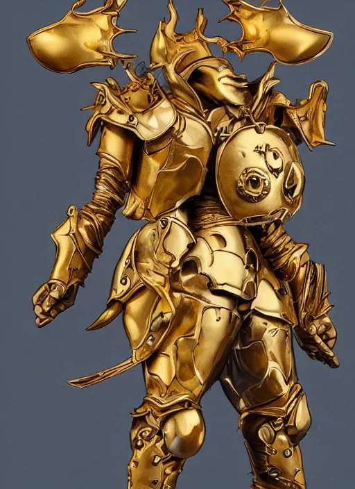 Prompt: gold paladin, james jean style, claymation style,