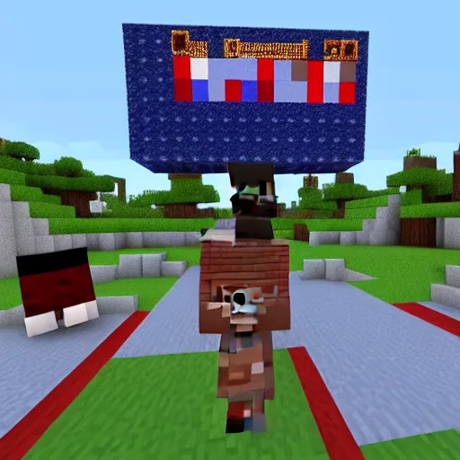 Image similar to united states president barack obama on hypixel minecraft server, screenshot, 2 0 1 5