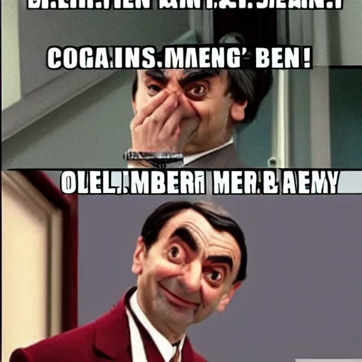 Prompt: meme about mr. bean and jellybeans