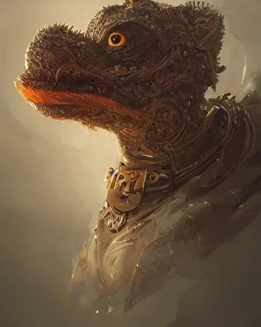 Image similar to portrait of elmo muppet, fantasy, intricate, elegant, highly detailed, digital painting, artstation, concept art, smooth, sharp focus, illustration, art by artgerm and greg rutkowski