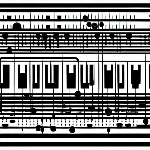 Prompt: a vector illustration of synthesizer, black and white, white background