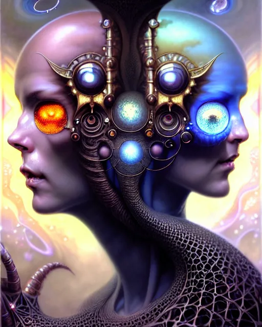 Image similar to a portrait of gemini light and dark fantasy character portrait made of fractals facing each other, ultra realistic, wide angle, intricate details, the fifth element artifacts, highly detailed by peter mohrbacher, hajime sorayama, wayne barlowe, boris vallejo, aaron horkey, gaston bussiere, craig mullins