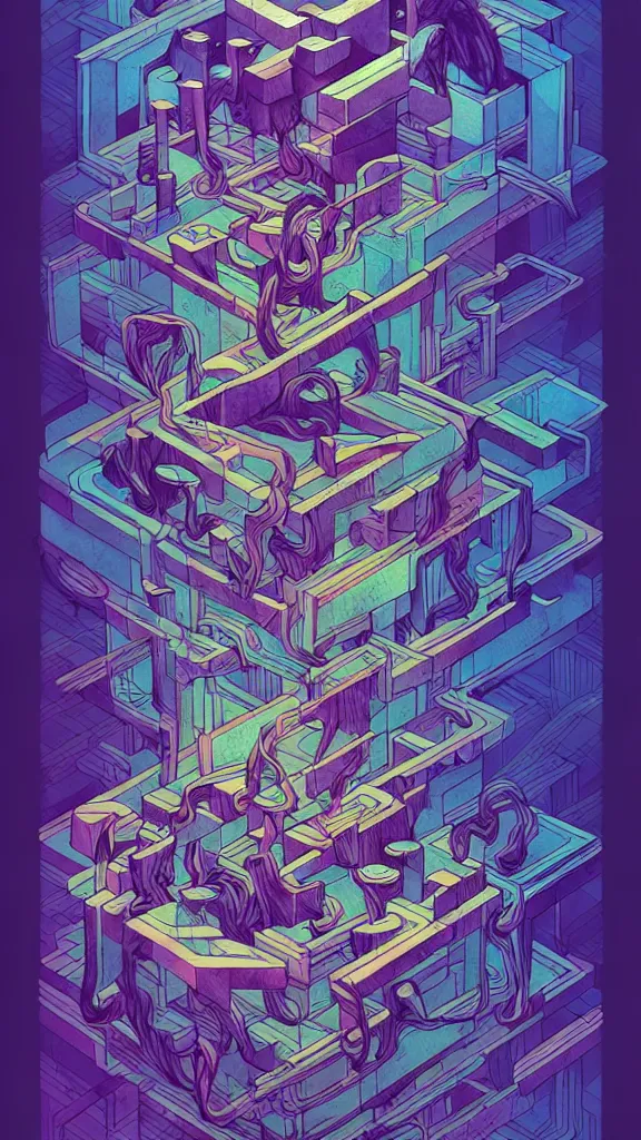 Image similar to arcane twisted turn of fate abstraction, centered award winning ink pen illustration, isometric abstract illustration by dan mumford, edited by craola, technical drawing by beeple and tooth wu, tiny details by artgerm and watercolor girl, symmetrically isometrically centered