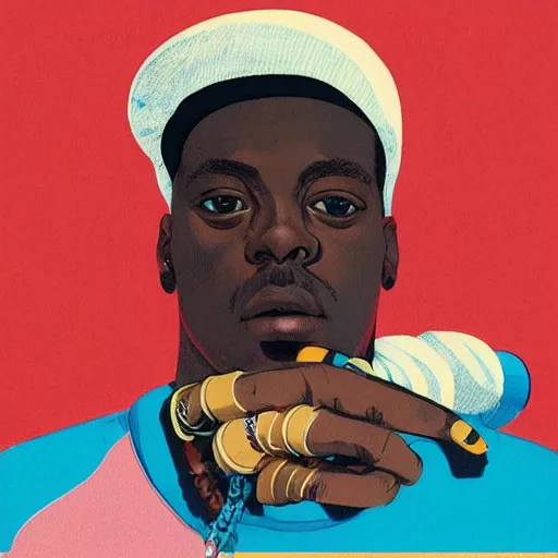 Prompt: Supreme x Lil Yachty Profile Picture by Sachin Teng, asymmetrical, Organic Painting , Matte Painting, geometric shapes, hard edges, graffiti, street art,:2 by Sachin Teng:4