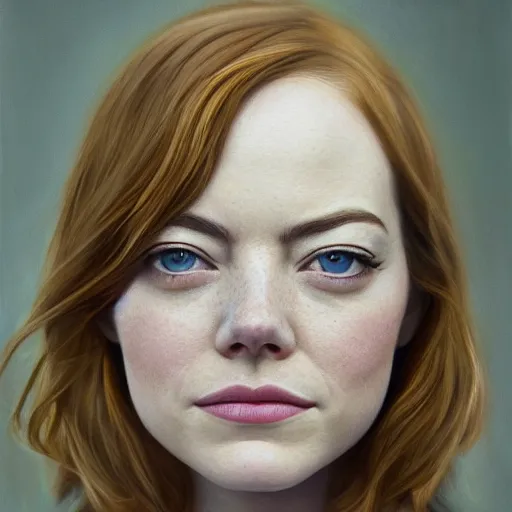 Image similar to cinematic portrait emma stone, intricate, elegant, by alyssa monks, highly detailed, symmetrical face, fine details, masterpiece, trending on artstation