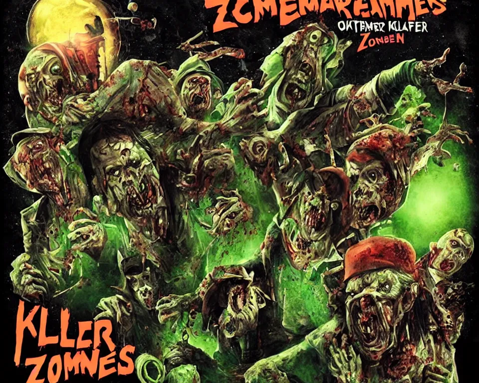 Image similar to a horror movie poster for Killer Zombies Leprechauns From Outer Space