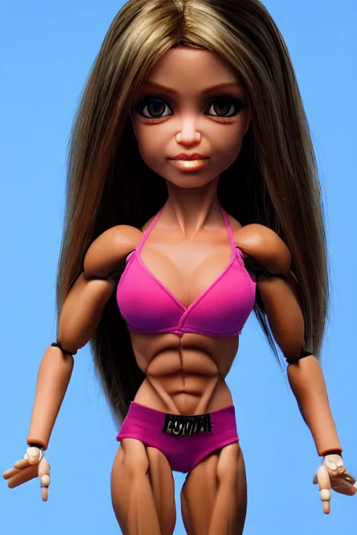 Prompt: muscular bratz doll, photorealistic, highly detailed,