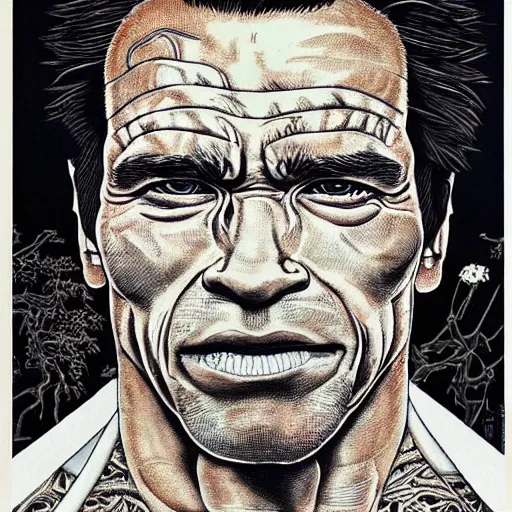 Image similar to intricate detailed portrait of arnold schwarzenegger by takato yamamoto