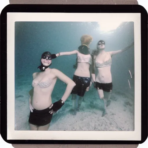 Image similar to underwater costume party polaroid