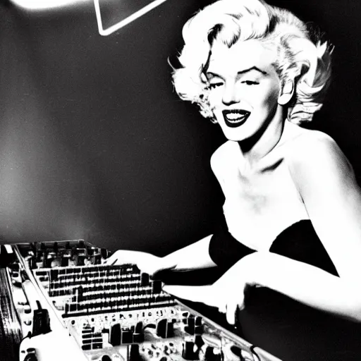 Image similar to marilyn monroe on the dj decks