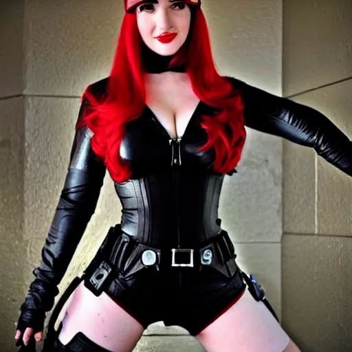 Image similar to Actress Bailey Jay as Marvel's Black Widow