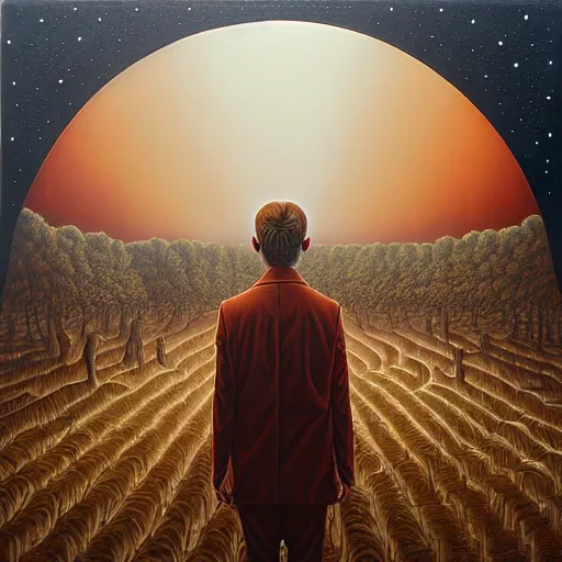 Image similar to in a dream, are all the characters really you? by jeffrey smith, oil on canvas