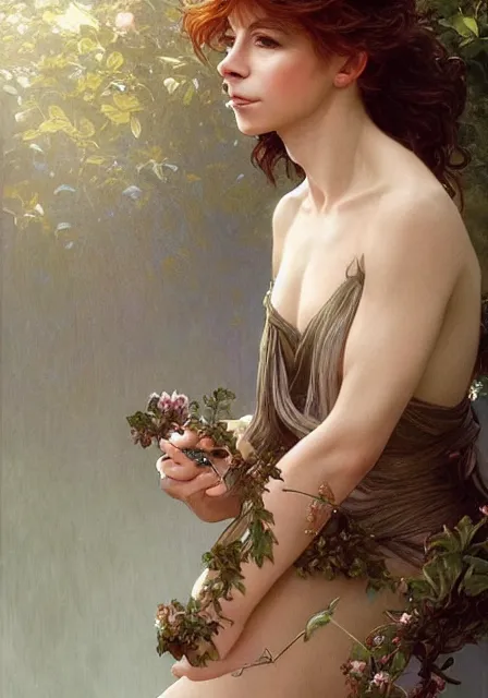 Prompt: french singer mylene farmer, intricate, elegant, highly detailed, digital painting, artstation, concept art, smooth, sharp focus, illustration, art by artgerm and greg rutkowski and alphonse mucha and william - adolphe bouguereau