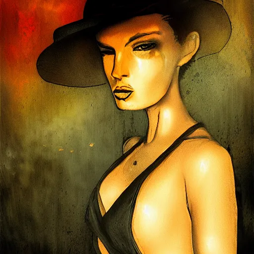 Image similar to a portrait of a beautiful young woman made of smoke and ember, high contrast, hdr, by enki bilal