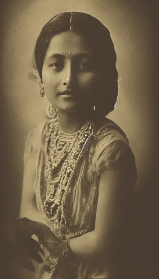 Image similar to vintage_portrait_photo_of_a_beautiful_beautifully_lit_nepalese_Victorian woman