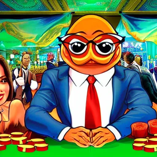 Image similar to pepe crowd in casino, gambling, casino, detailed, realistic