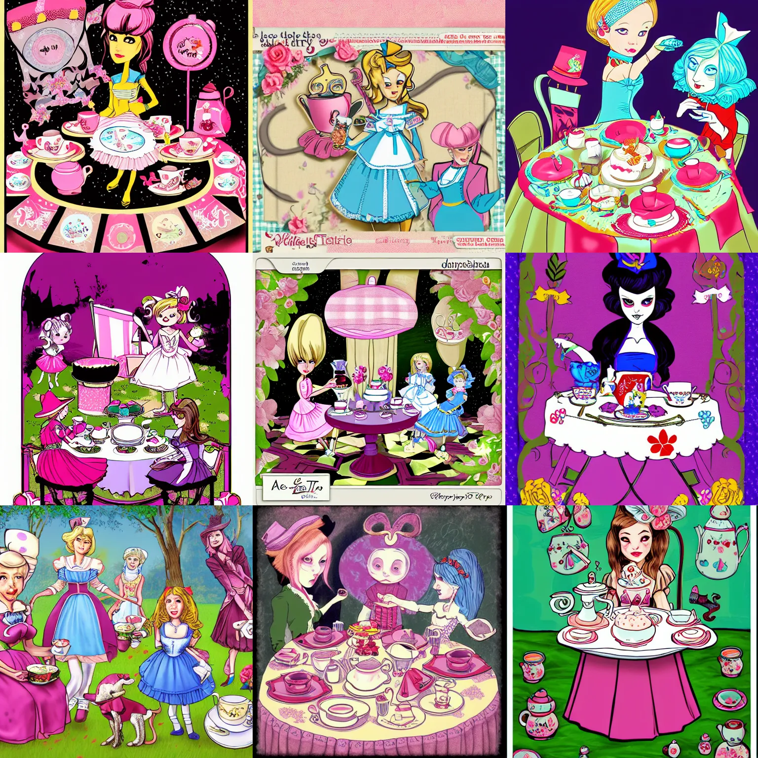 Prompt: alice tea party by graphic 4 5