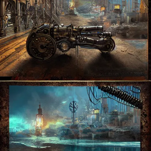 Prompt: oscuba diver steampunk epic digital art, trending on artstation, hyper realistic detail, surreal, desolate