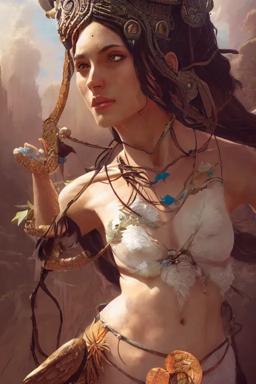 Image similar to goddess of the amazon, highly detailed, digital painting, artstation, concept art, smooth, sharp focus, illustration, unreal engine 5, 8 k, art by artgerm and greg rutkowski and edgar maxence